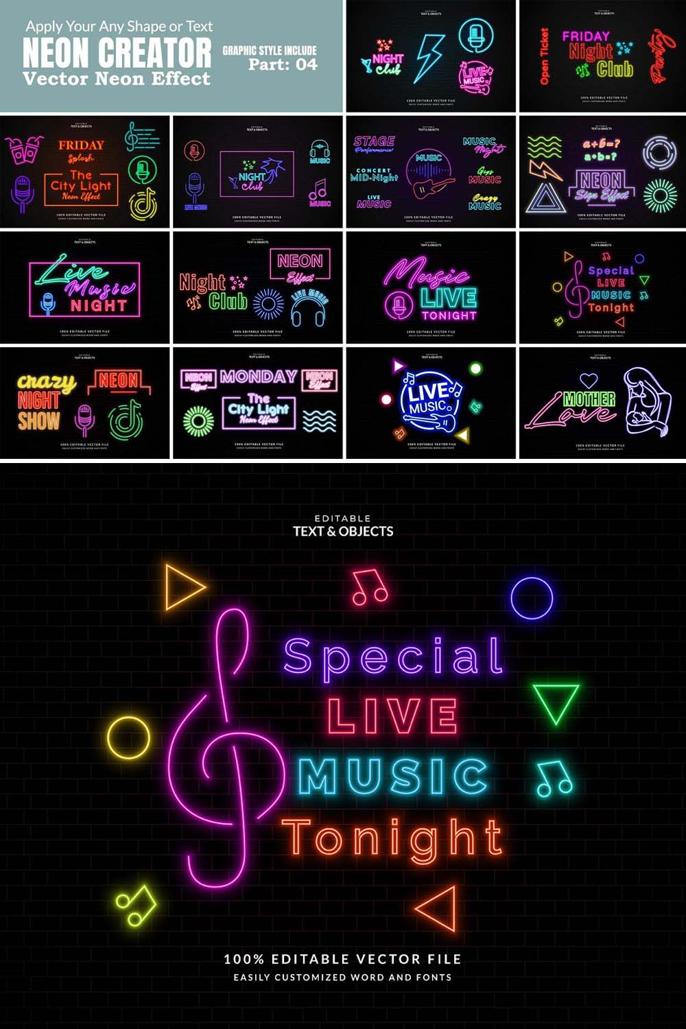 Vector Neon Kit Design Effect pinterest preview image.