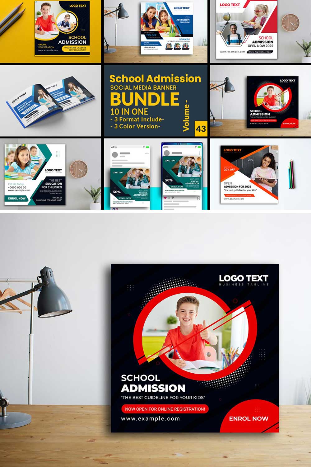 Education Social Media Post Bundle pinterest preview image.