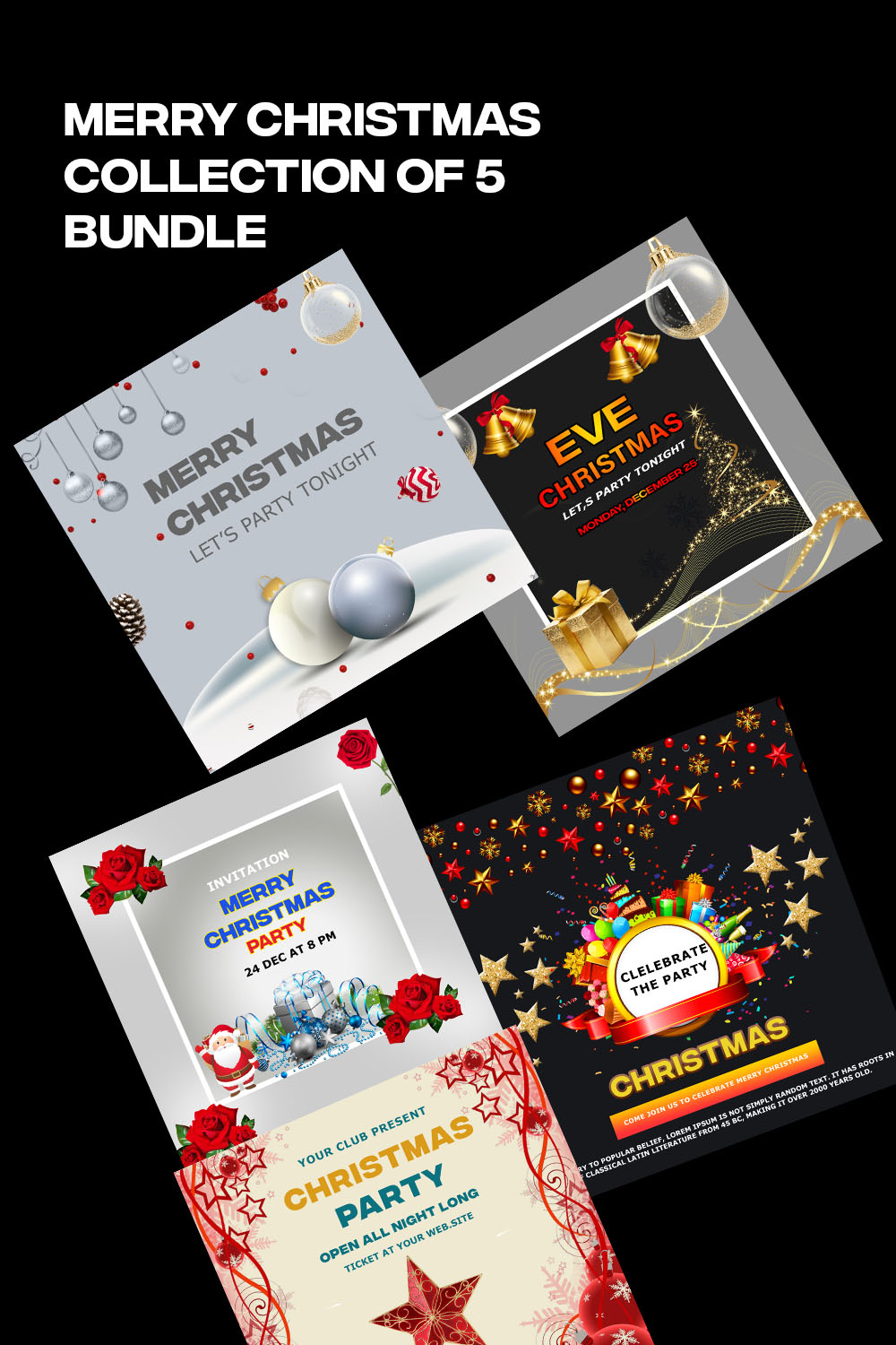 Merry Christmas Poster Bundel of 5 pinterest preview image.