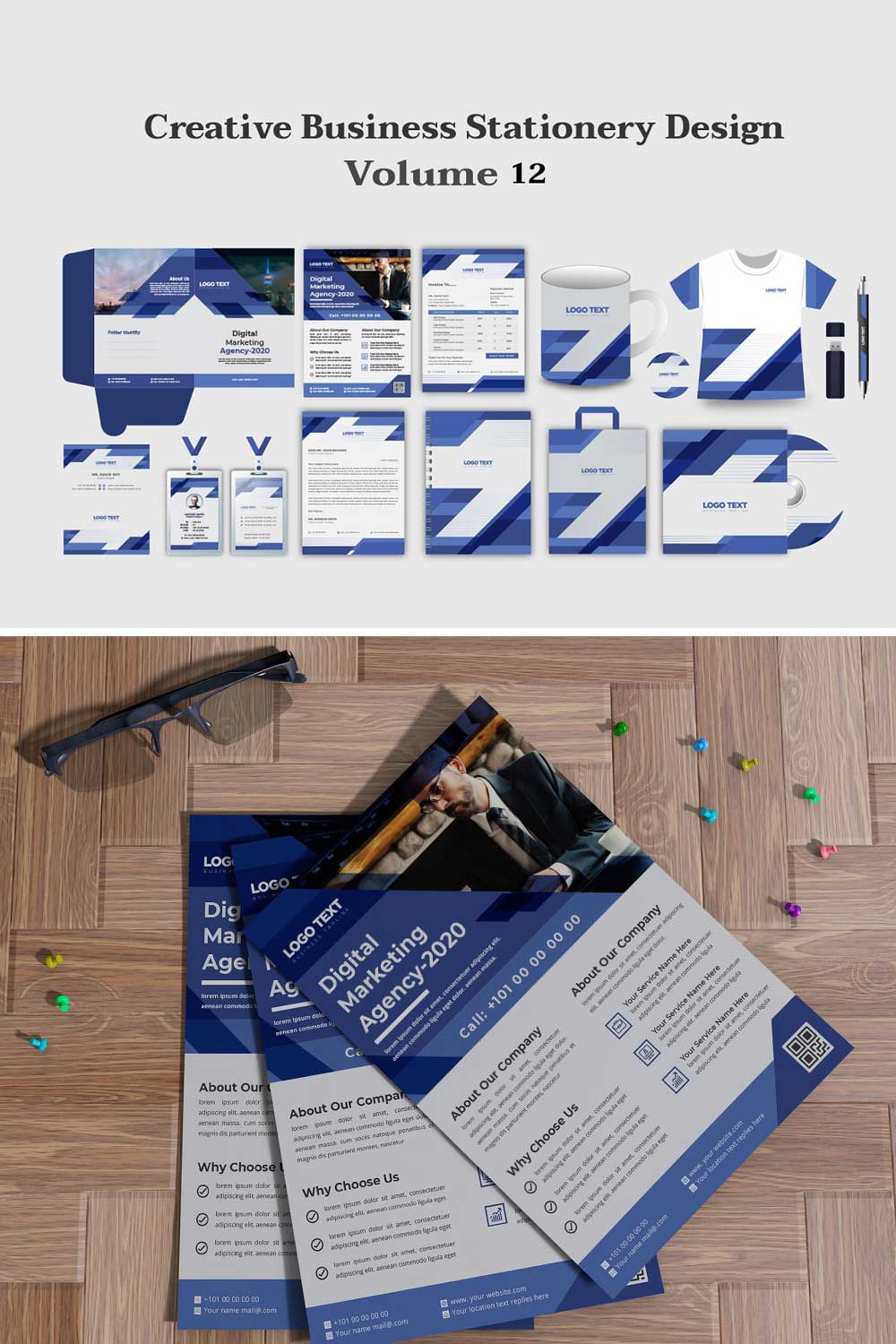 Creative Business Stationery Design pinterest preview image.