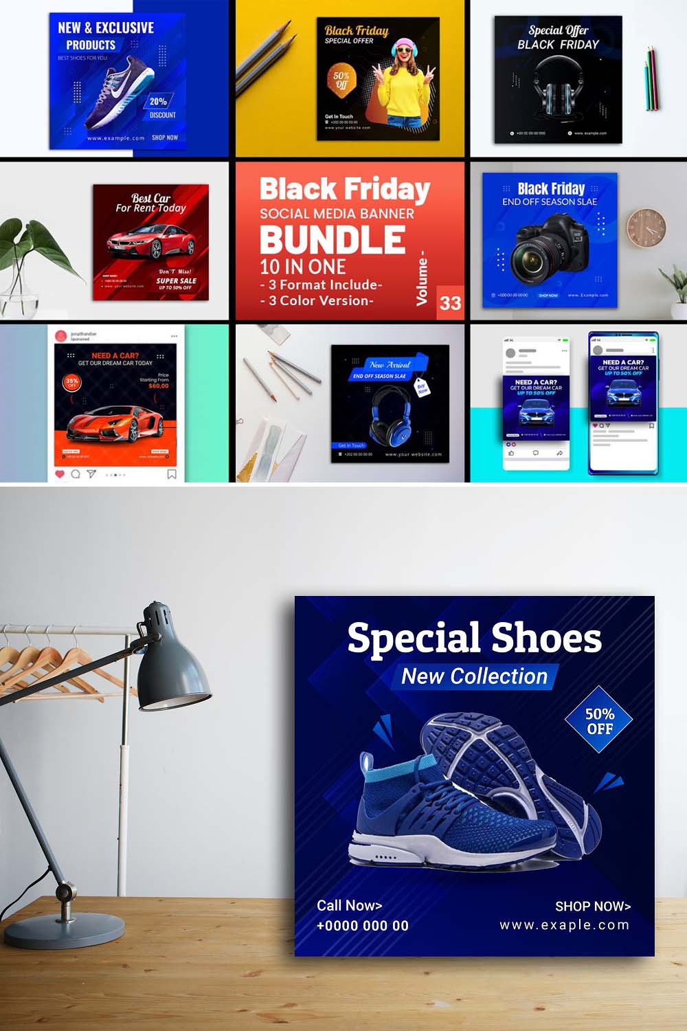 Black Friday Social Media Post V-33 pinterest preview image.