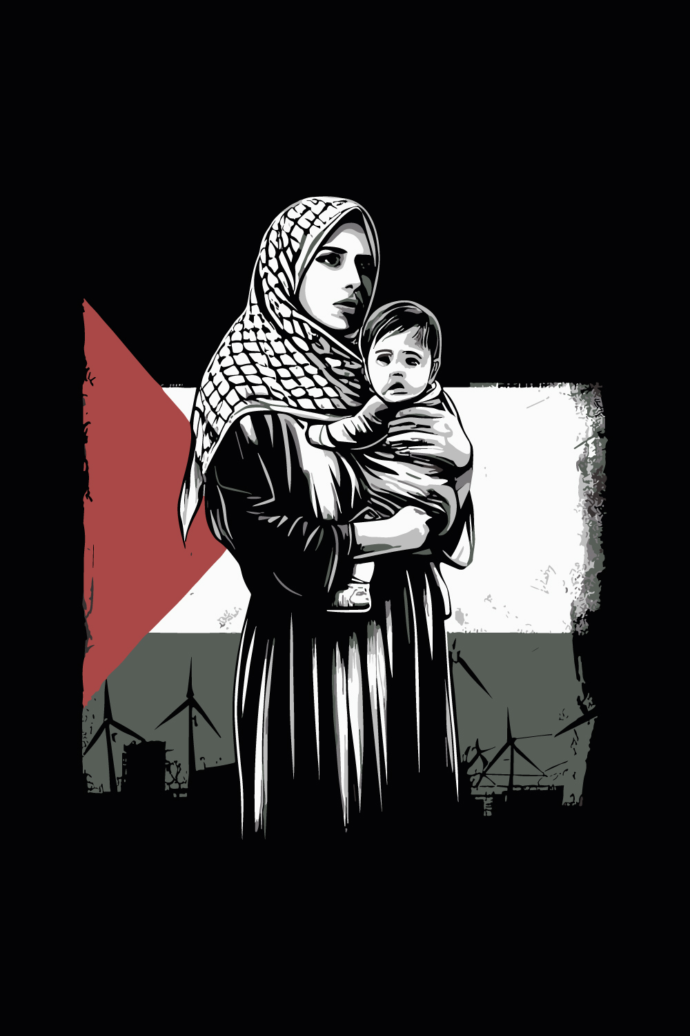 This is the Professional t-shirt depicting the suffering and struggle of Palestine with letter or flag pinterest preview image.