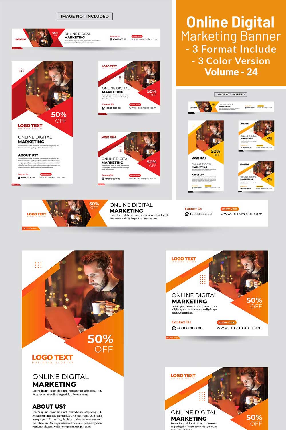 Digital Marketing Banner Template pinterest preview image.