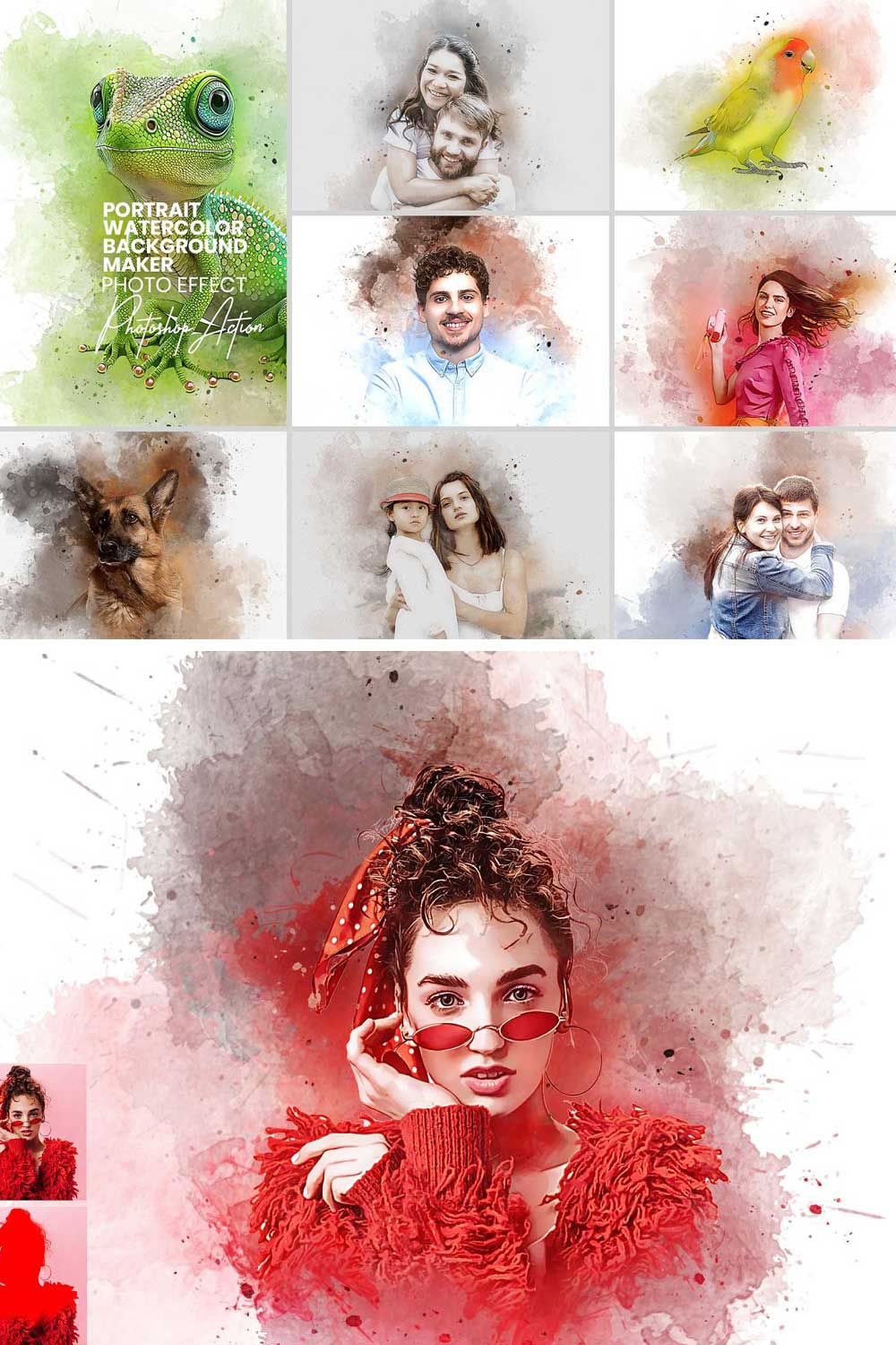 Portrait Watercolor Background Maker pinterest preview image.