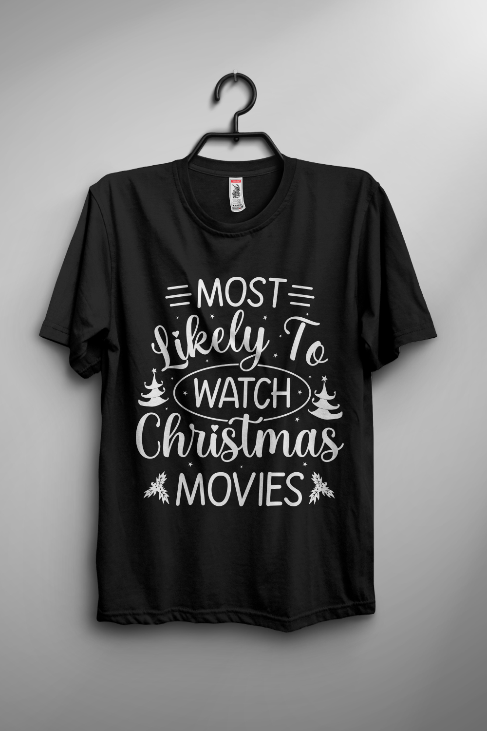 Most likely to watch christmas movies T-shirt design pinterest preview image.
