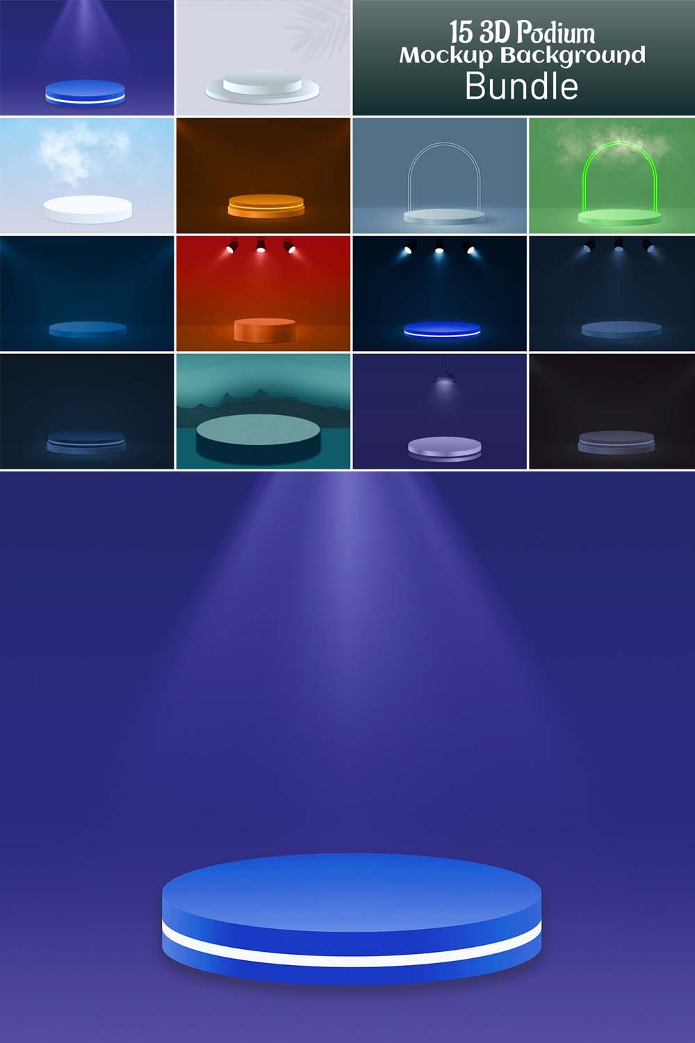 3D Podium Mockup Background Bundle pinterest preview image.