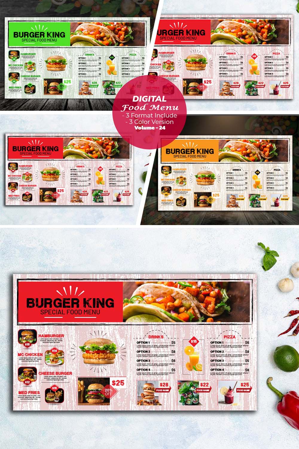 Digital Menu Boards for Restaurant pinterest preview image.