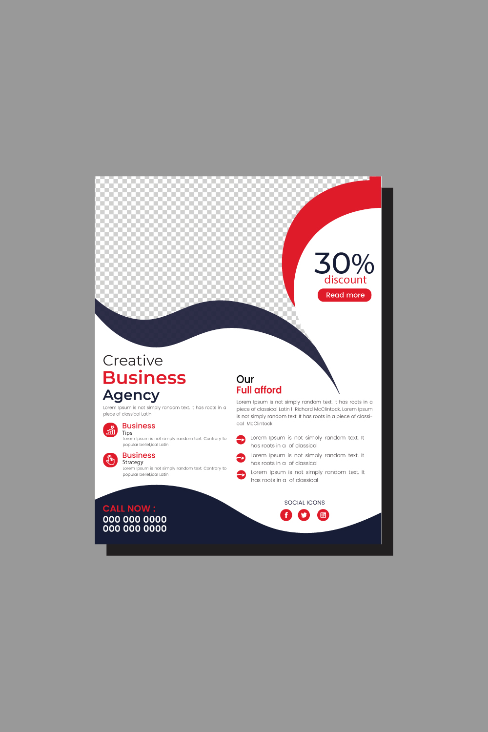 red wavy business flyer a4 template pinterest preview image.