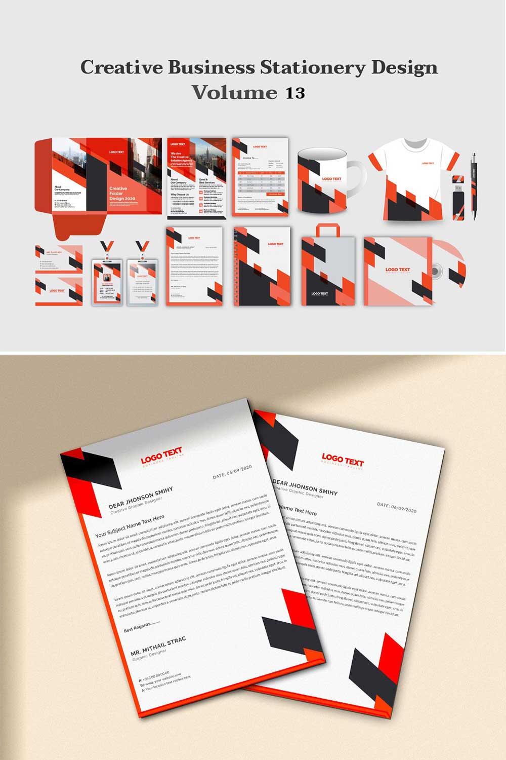 Business Stationary Template pinterest preview image.