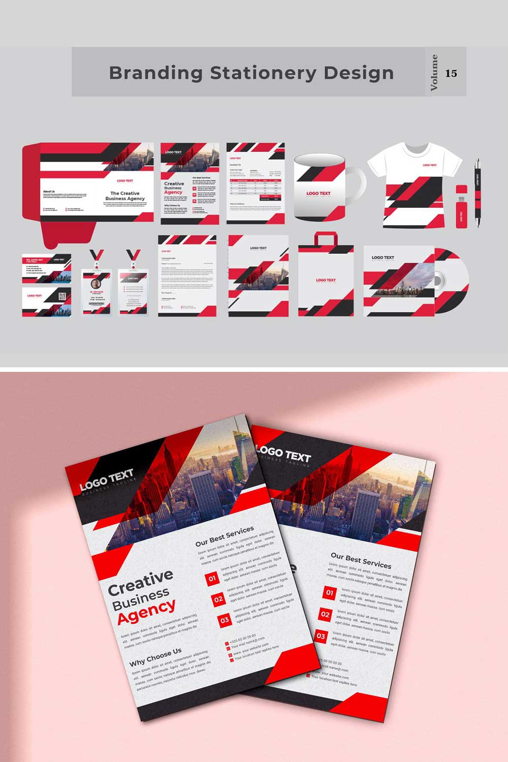 Corporate branding identity template pinterest preview image.