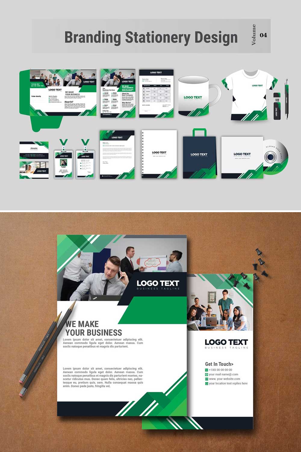 Corporate Stationery Pack Design pinterest preview image.