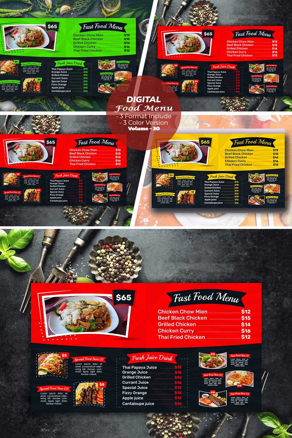 Digital Food Menu Boards pinterest preview image.