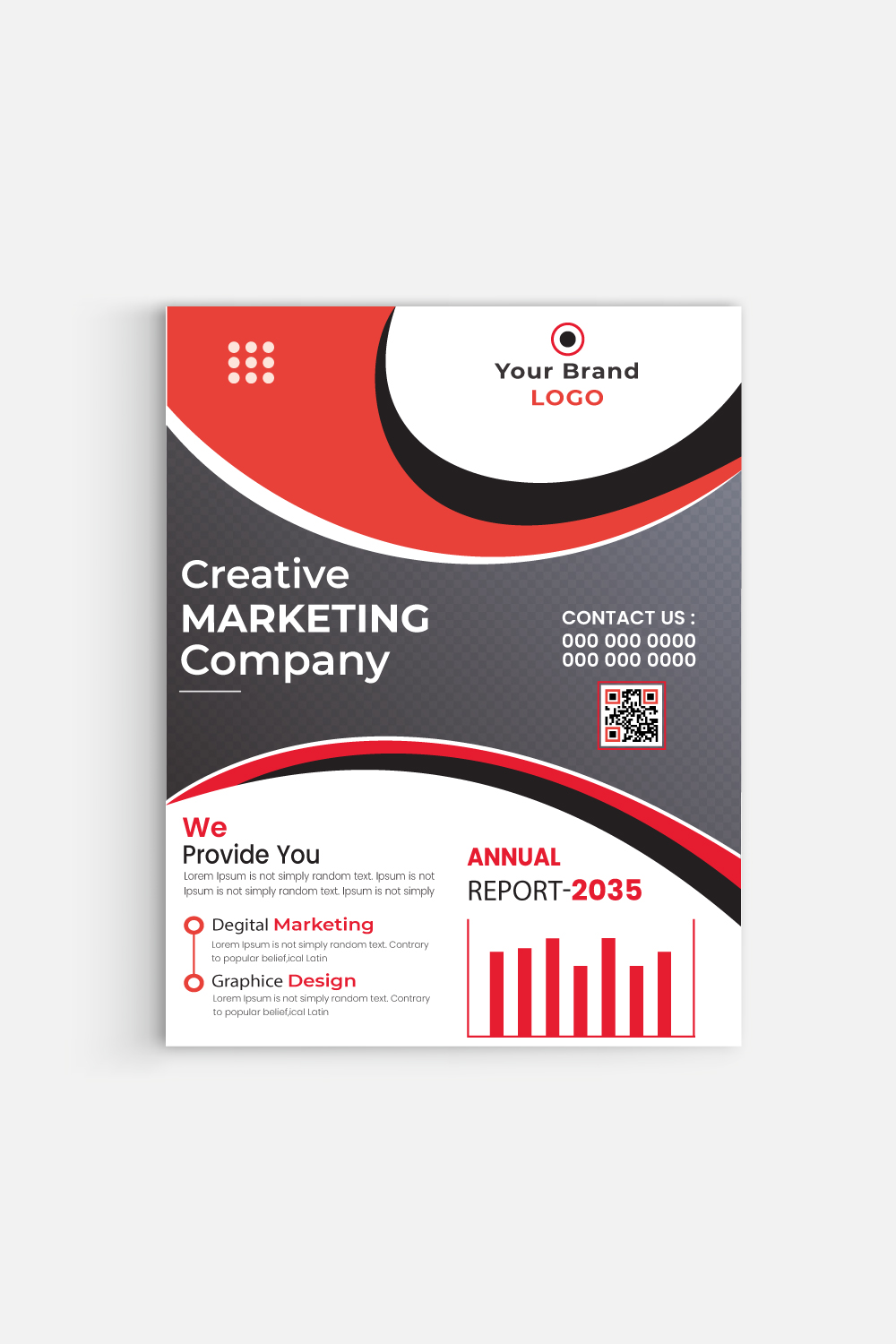 Red and Blue Poster Brochure Flyer design Layout vector template pinterest preview image.
