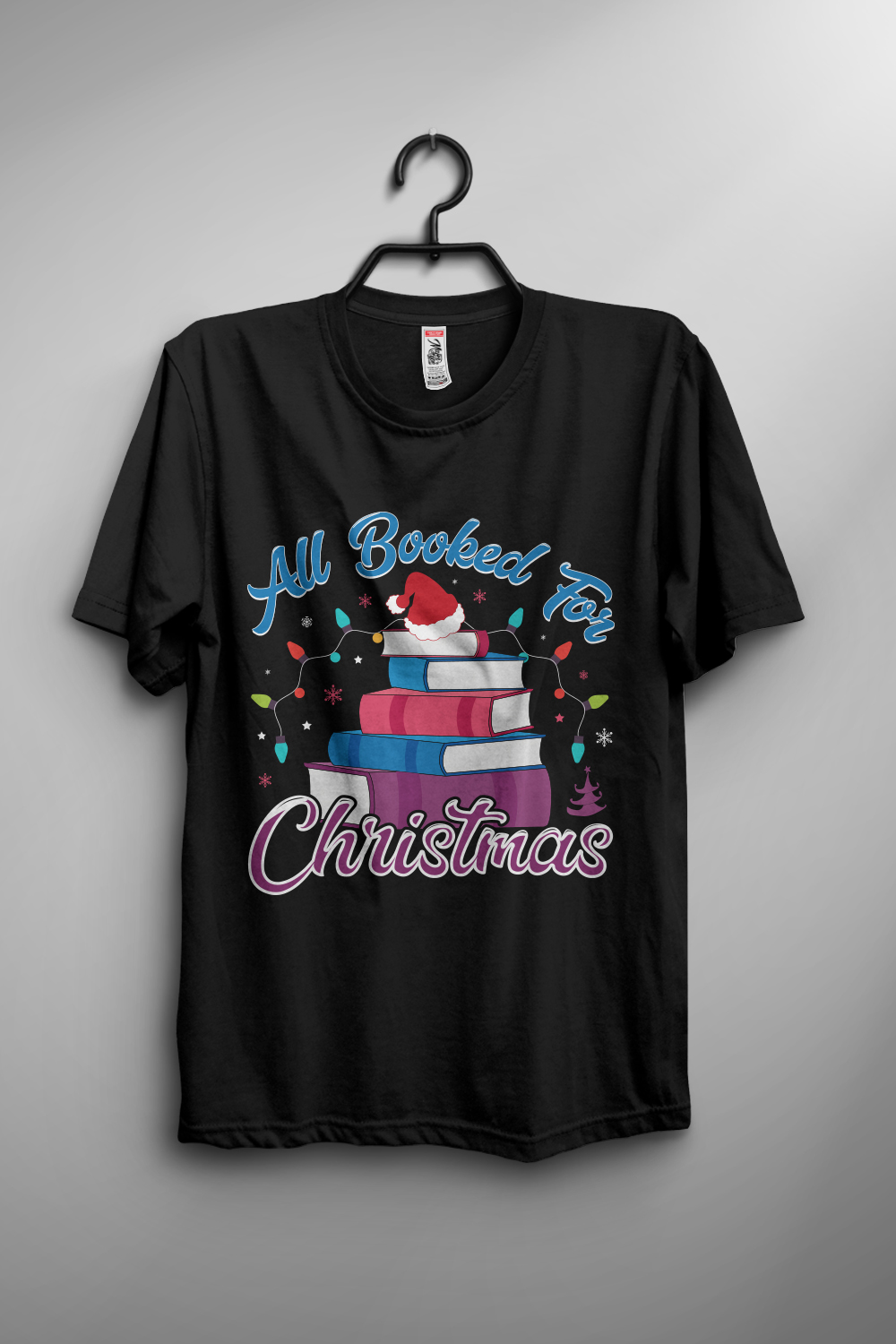 All Booked For Christmas T-shirt design pinterest preview image.