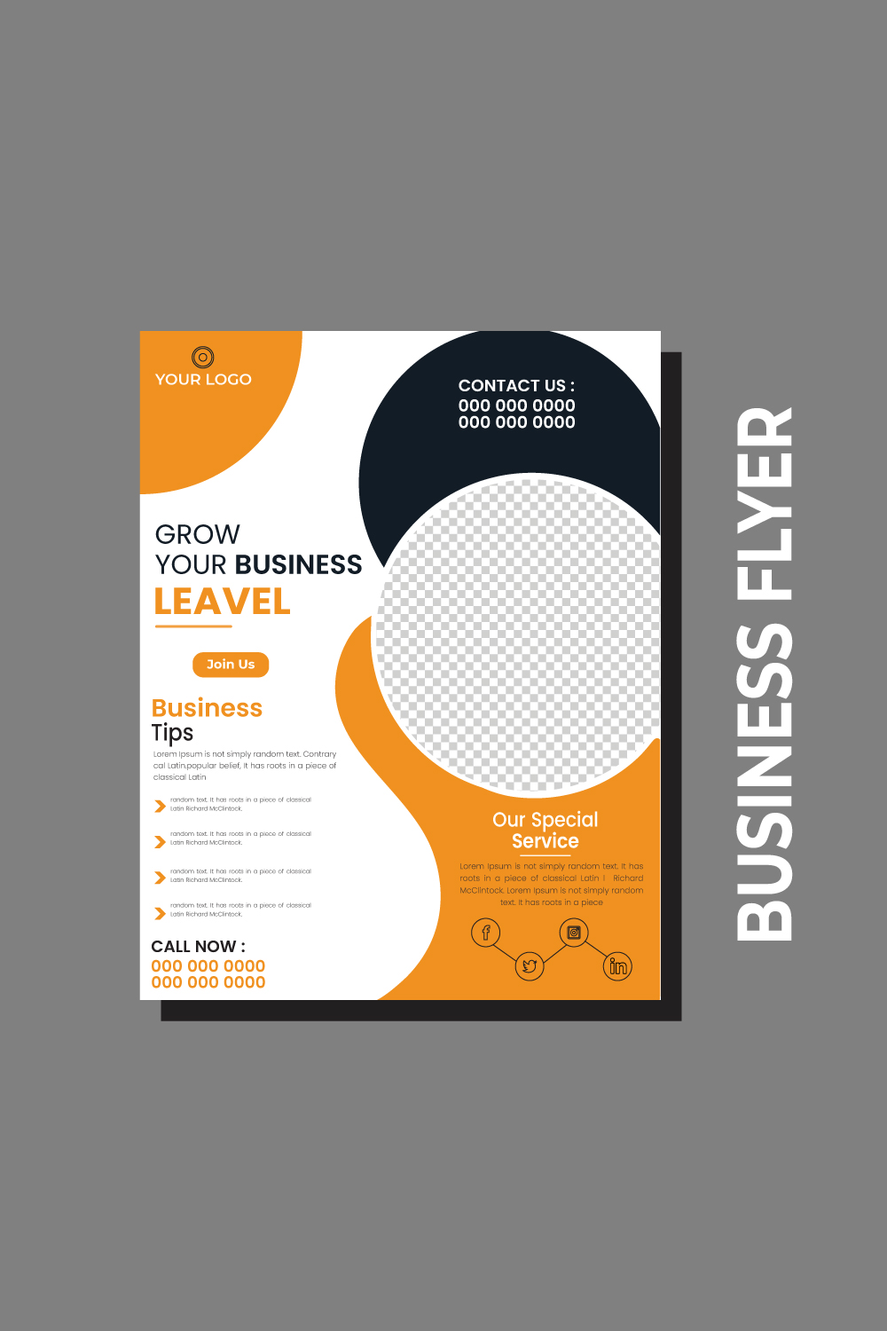 Orange Brochure, AnnualReport, Magazine, Poster, Corporate Presentation, Portfolio bright concept circle round shape pinterest preview image.