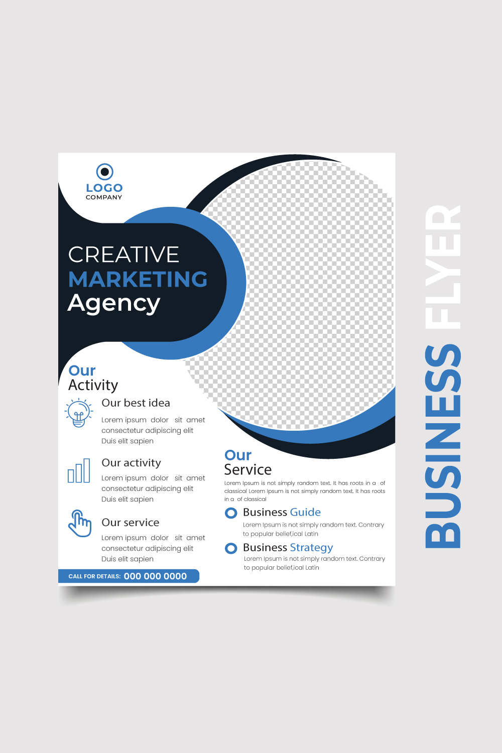 Abstract circle shape business flyer template for annual report, industrial catalog, corporate design pinterest preview image.