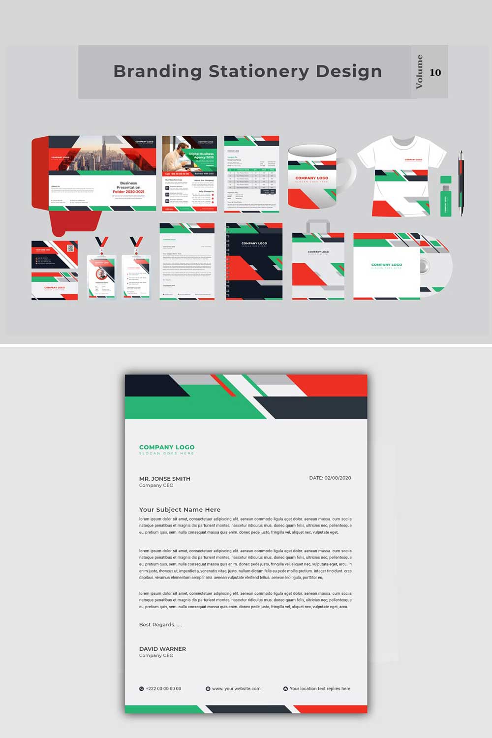 Business Stationary Template pinterest preview image.