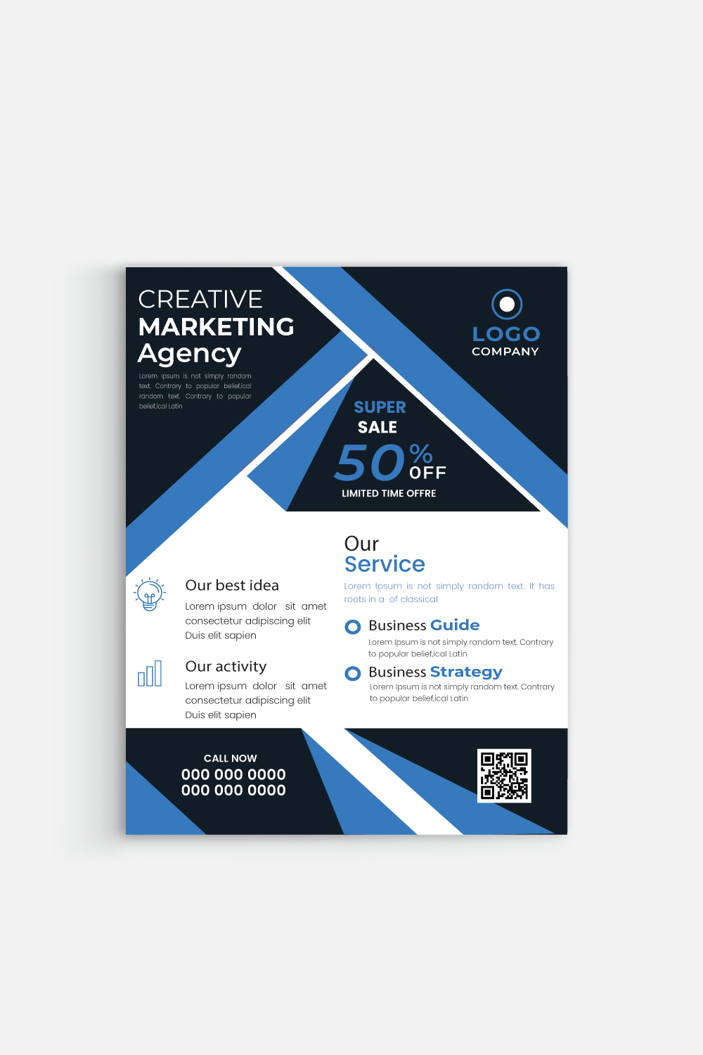 Business flyer template for annual report, Vector template in A4 layout pinterest preview image.