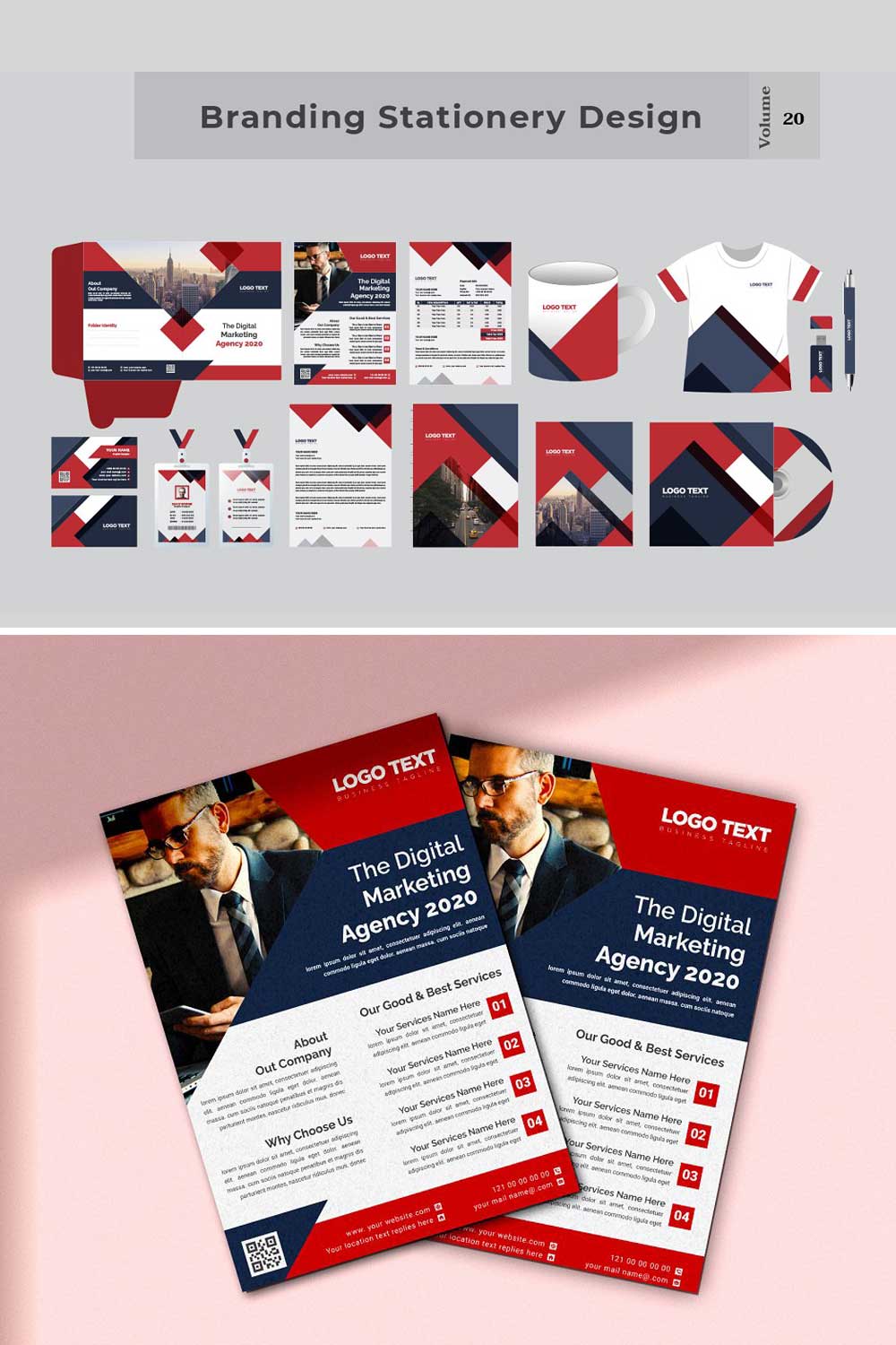 Modern Business Stationery Template pinterest preview image.