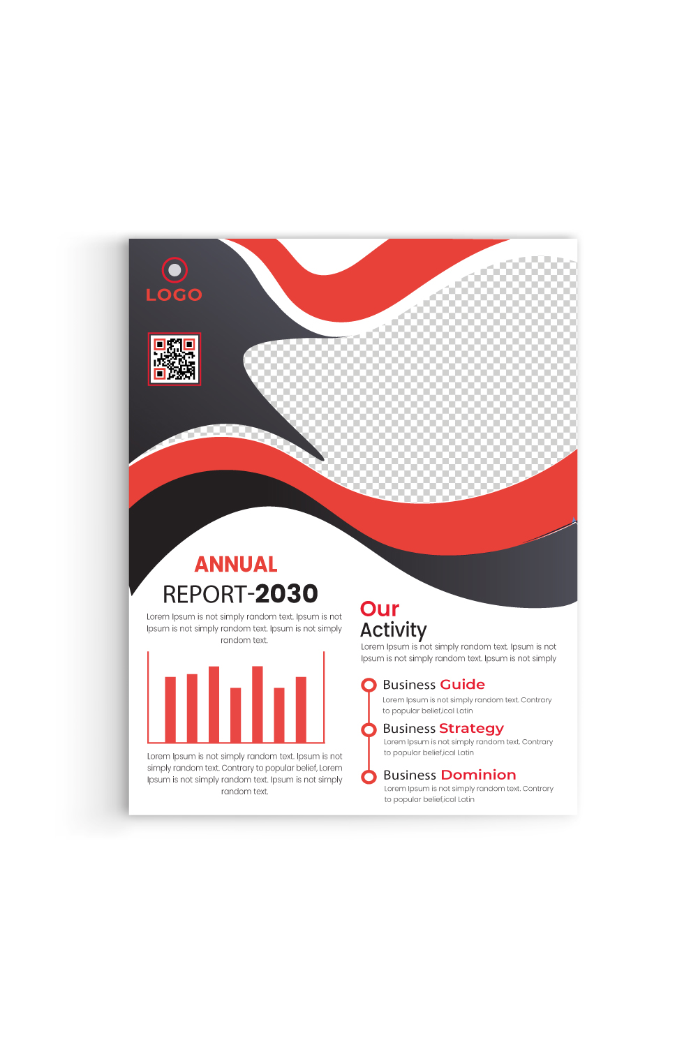 Red and black Poster Brochure Flyer design Layout vector template pinterest preview image.