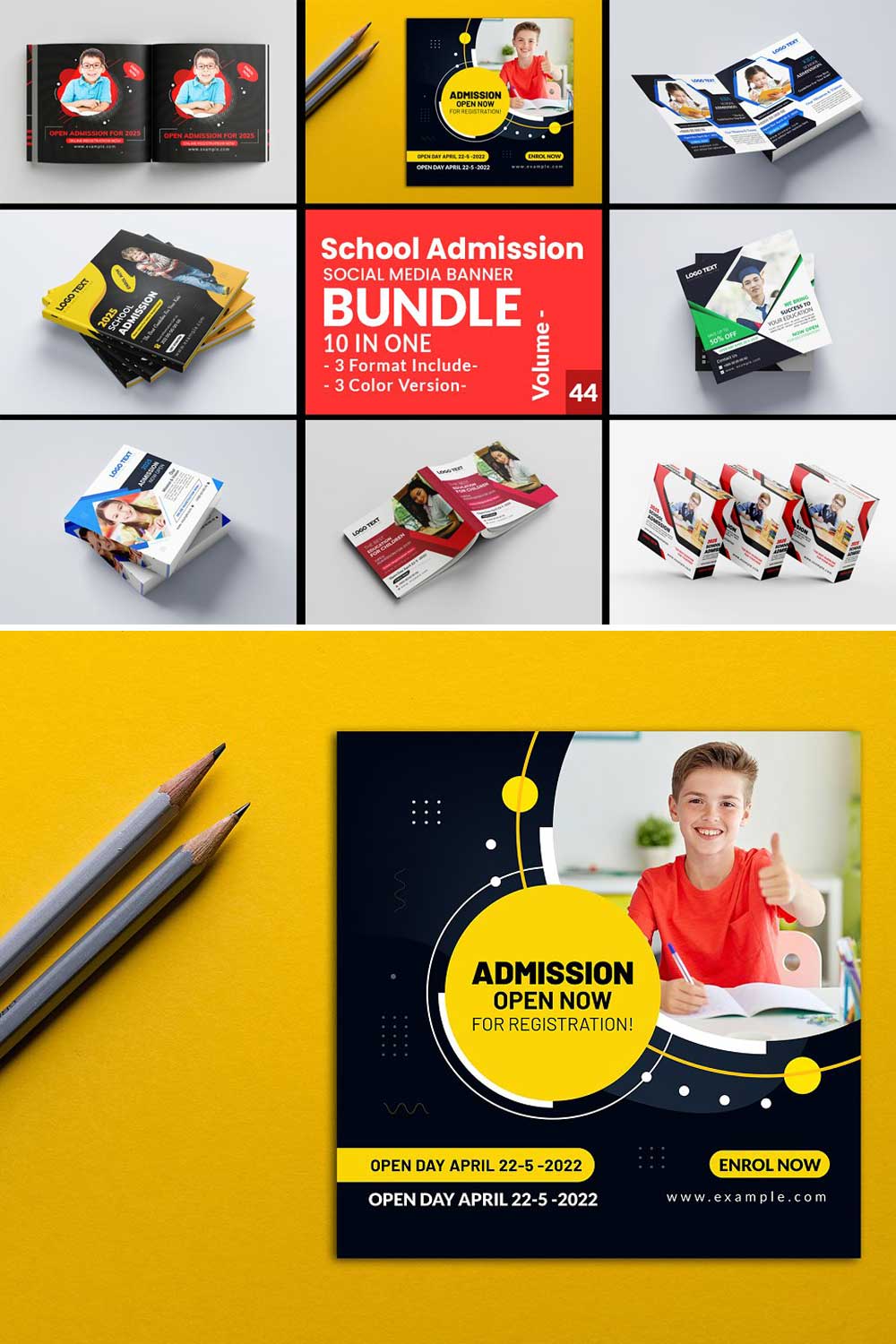 Kids School Admission Social Media pinterest preview image.