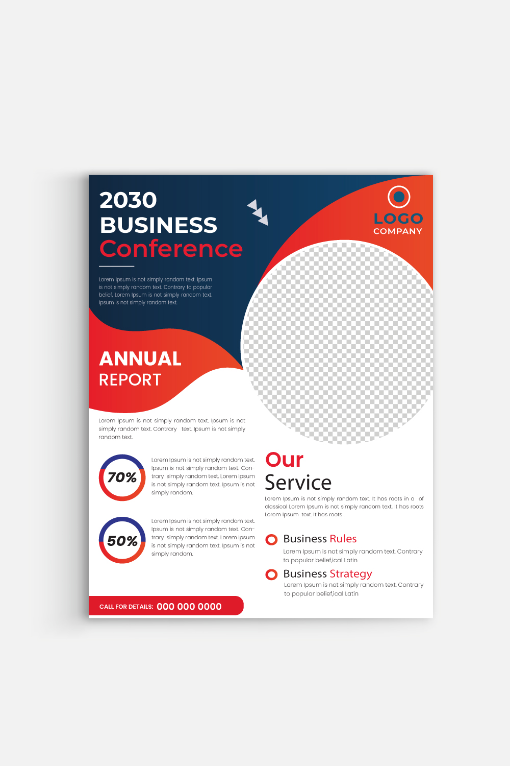 Red and blue Corporate business flyer profassional simple colorful flyer design template for print pinterest preview image.
