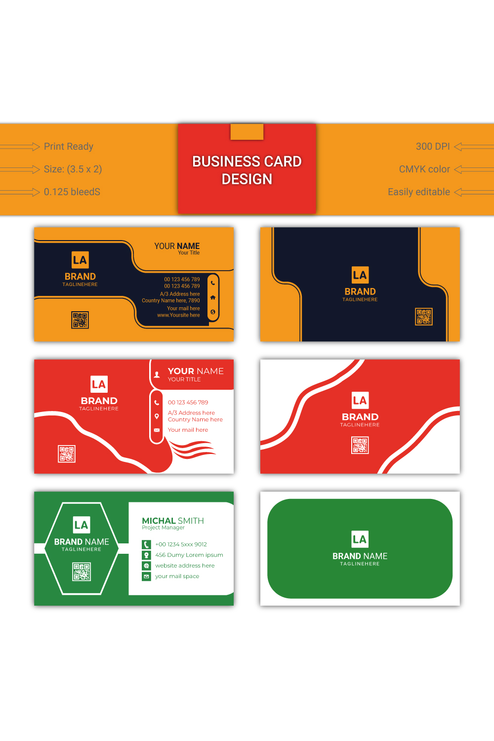 Business Card Template Design pinterest preview image.