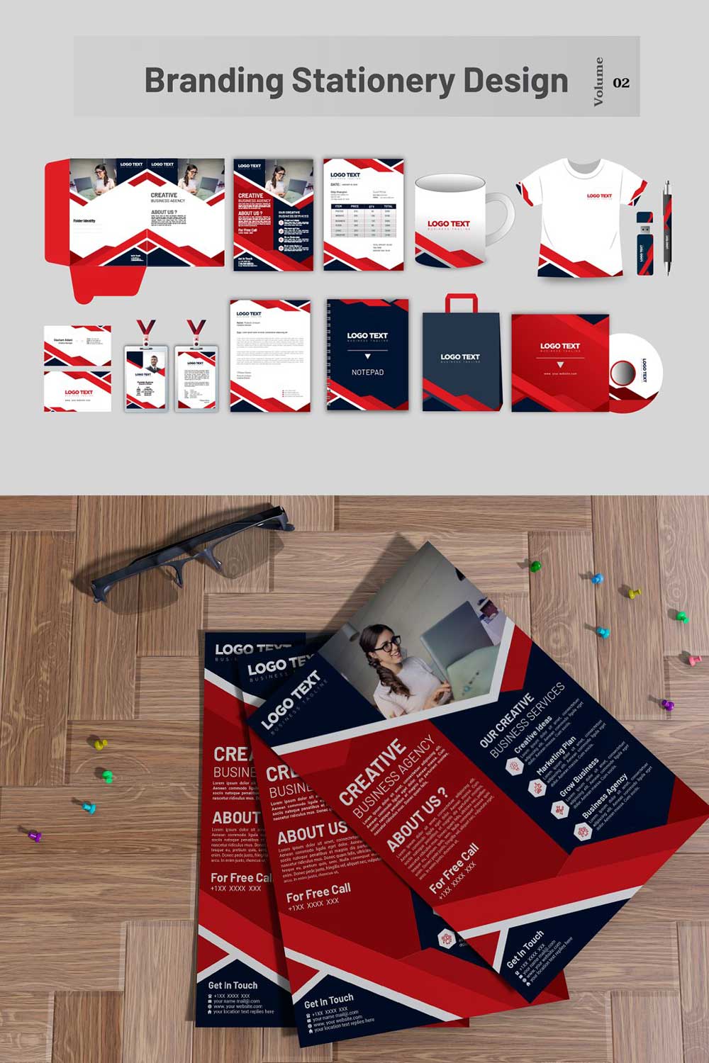 Business Branding Stationery Design pinterest preview image.