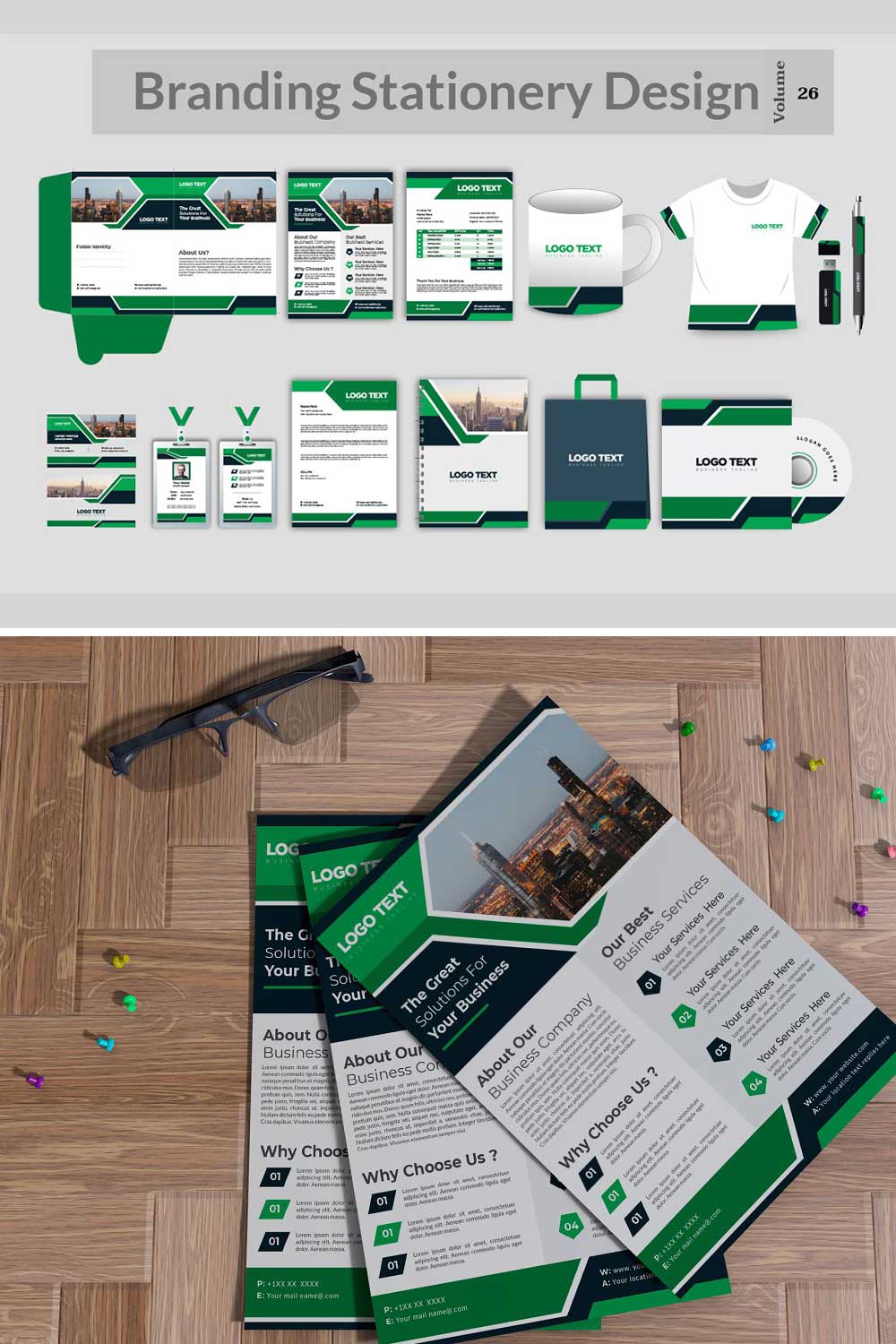 Branding Identity Stationery V-26 pinterest preview image.