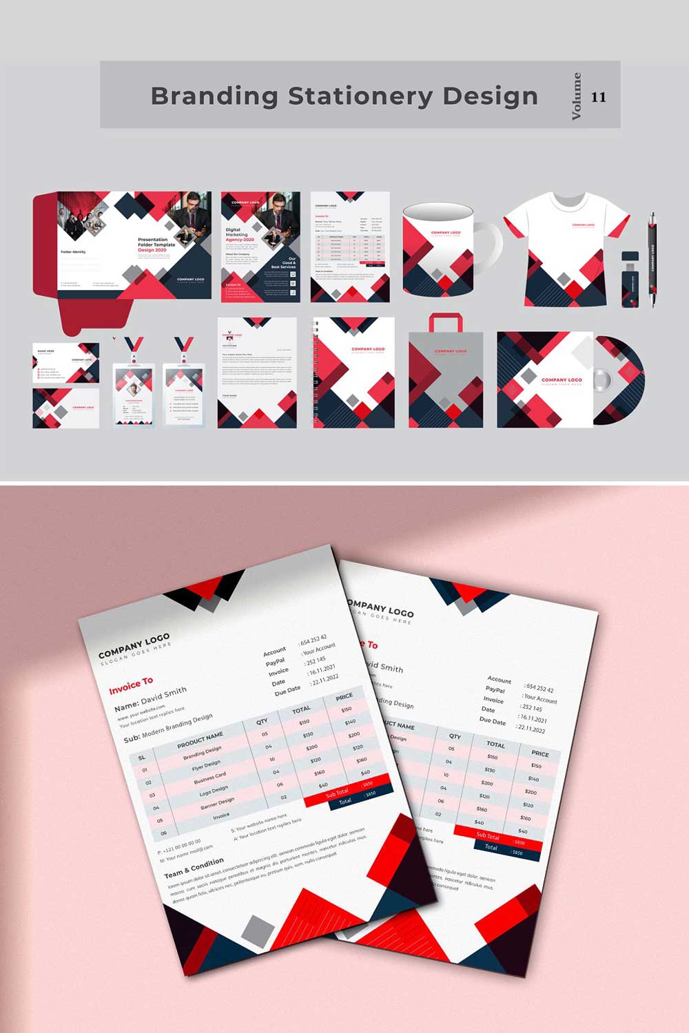 Modern Business Stationery Template pinterest preview image.