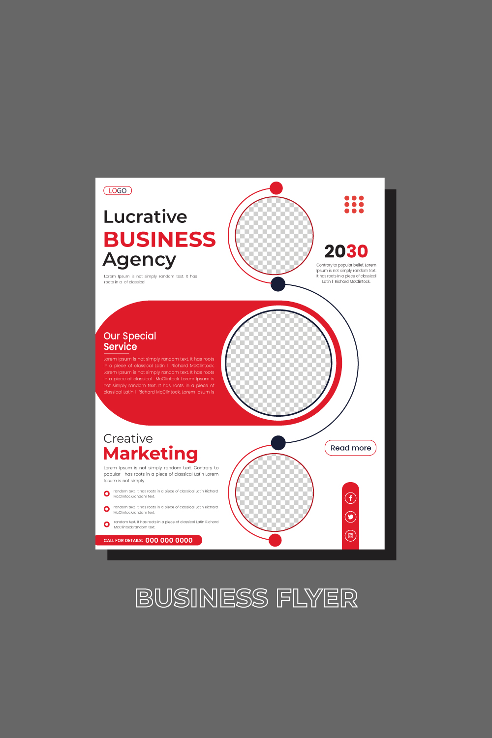Red cycle style poster magazine, brochure vector design, Leaflet advertising abstract background pinterest preview image.