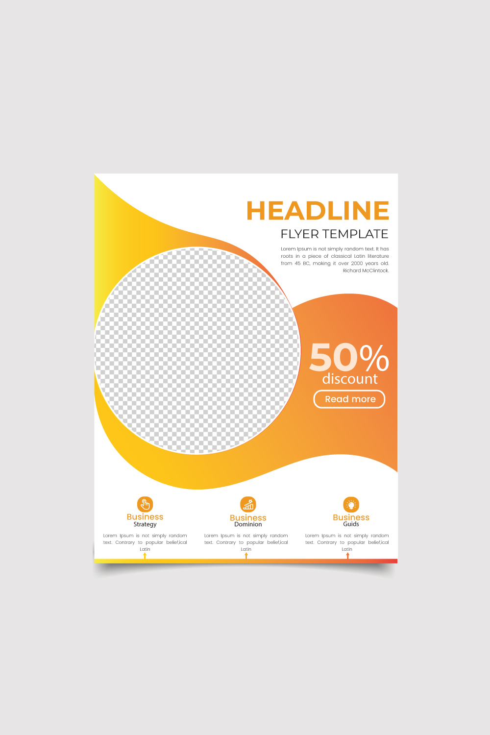 Orange corporate horizontal business flyer, poster or banner template pinterest preview image.