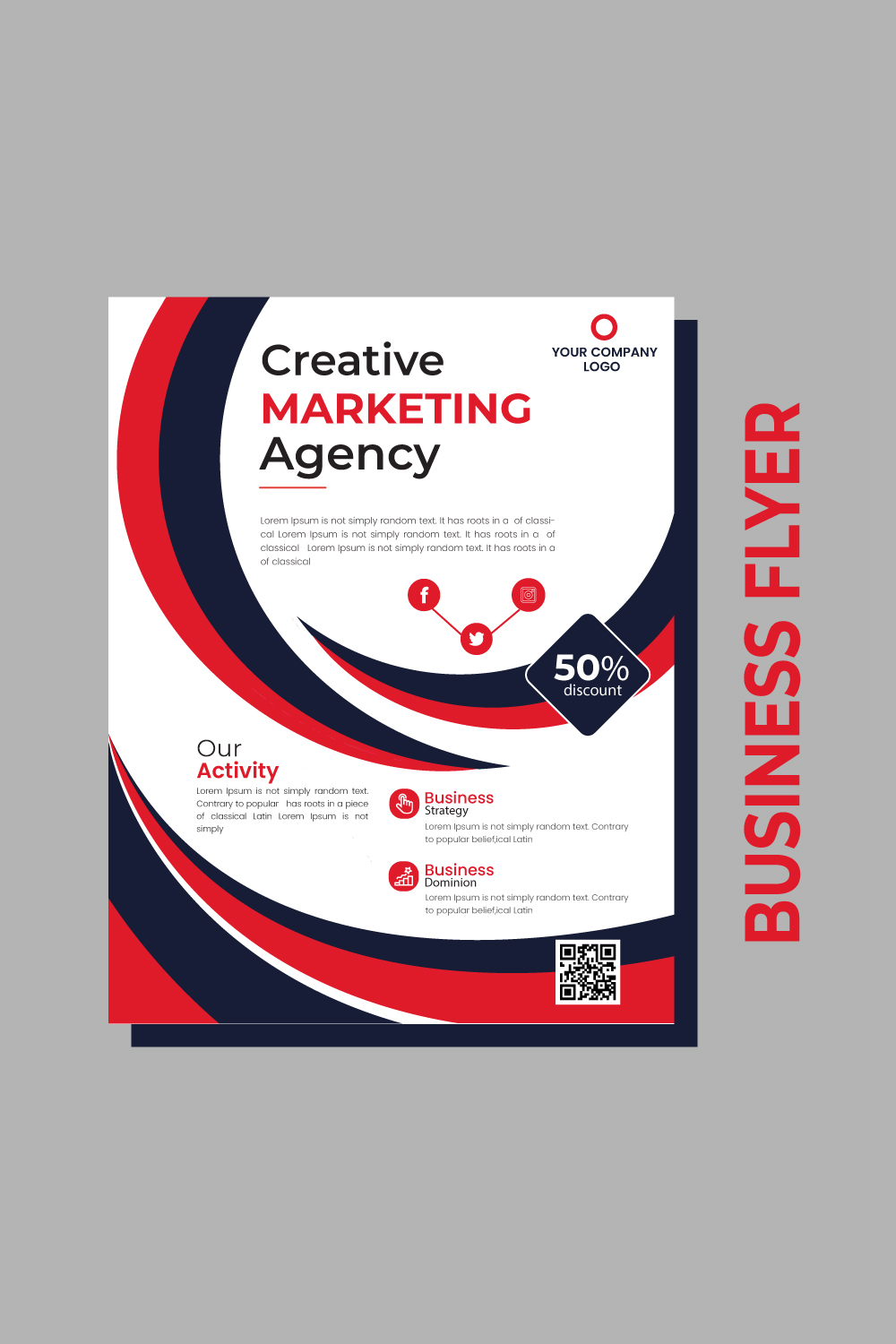 Red triangle business annual report brochure flyer design template vector, Leaflet cover presentation pinterest preview image.