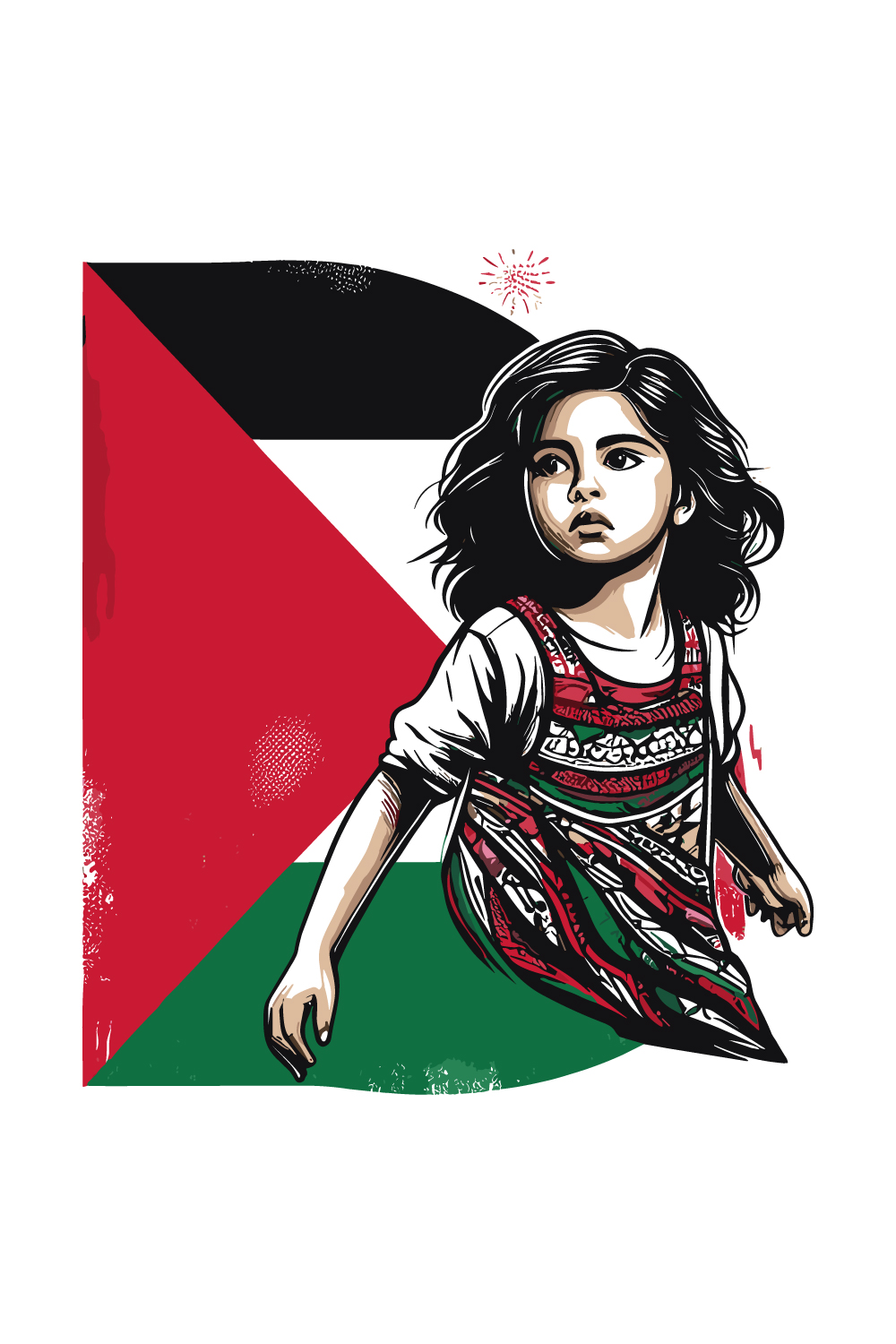 t-shirt depicting the suffering and struggle of Palestine with letter or flag pinterest preview image.