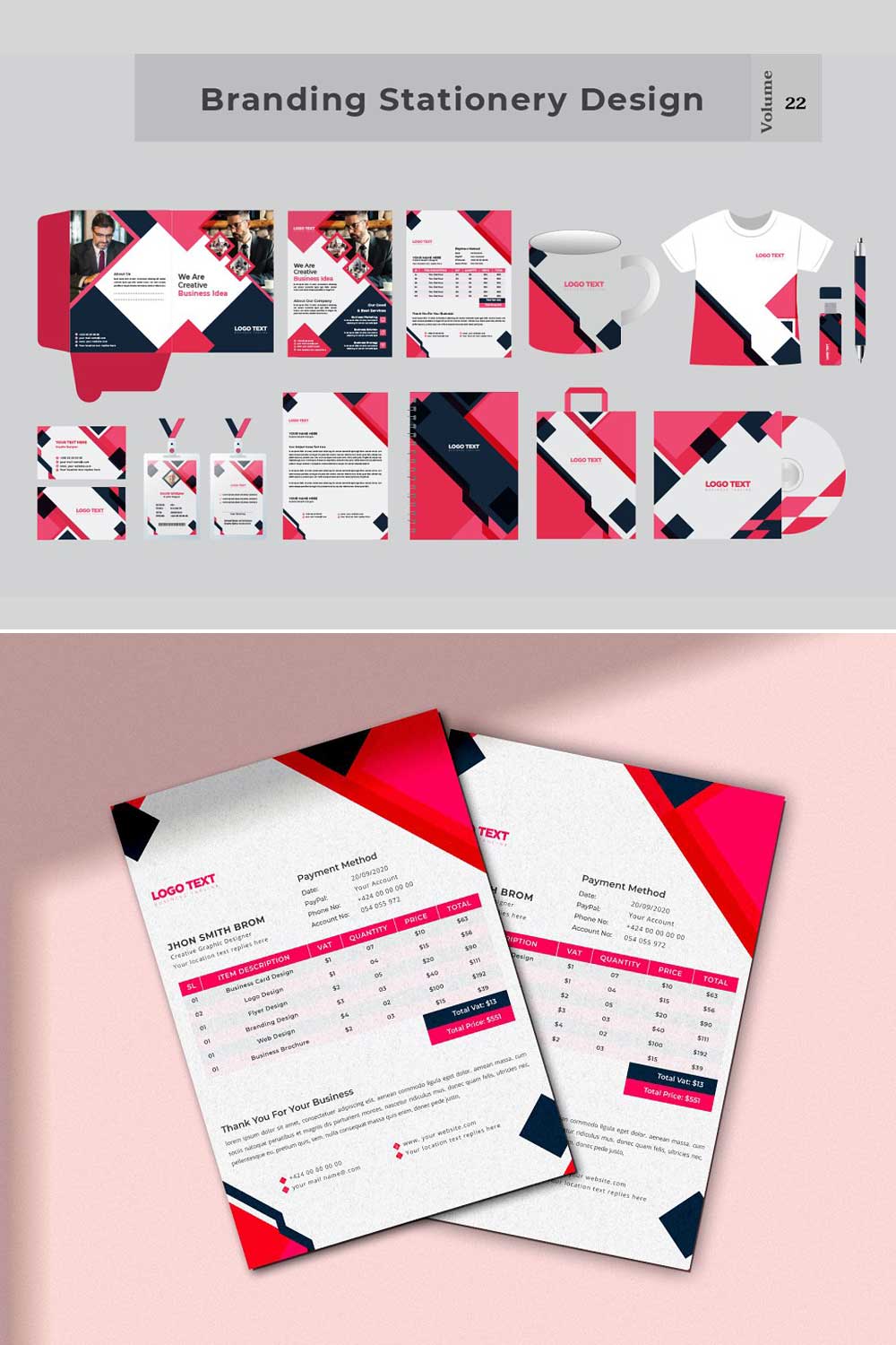 Corporate branding identity template pinterest preview image.