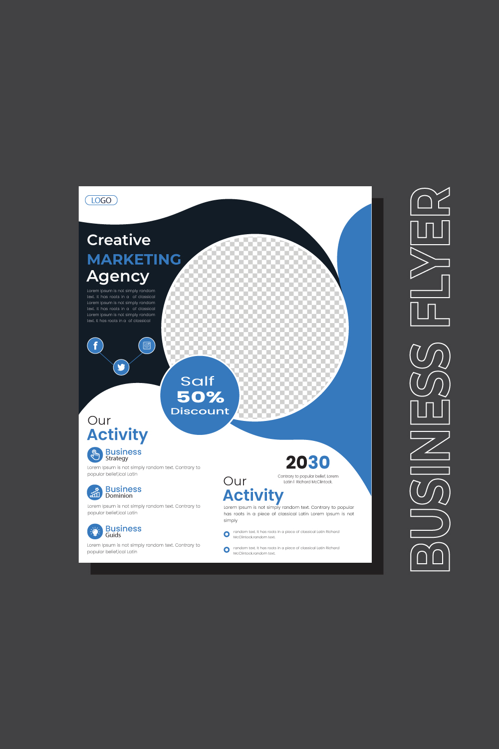 Cycle wavy Annual report or business flyer template design pinterest preview image.