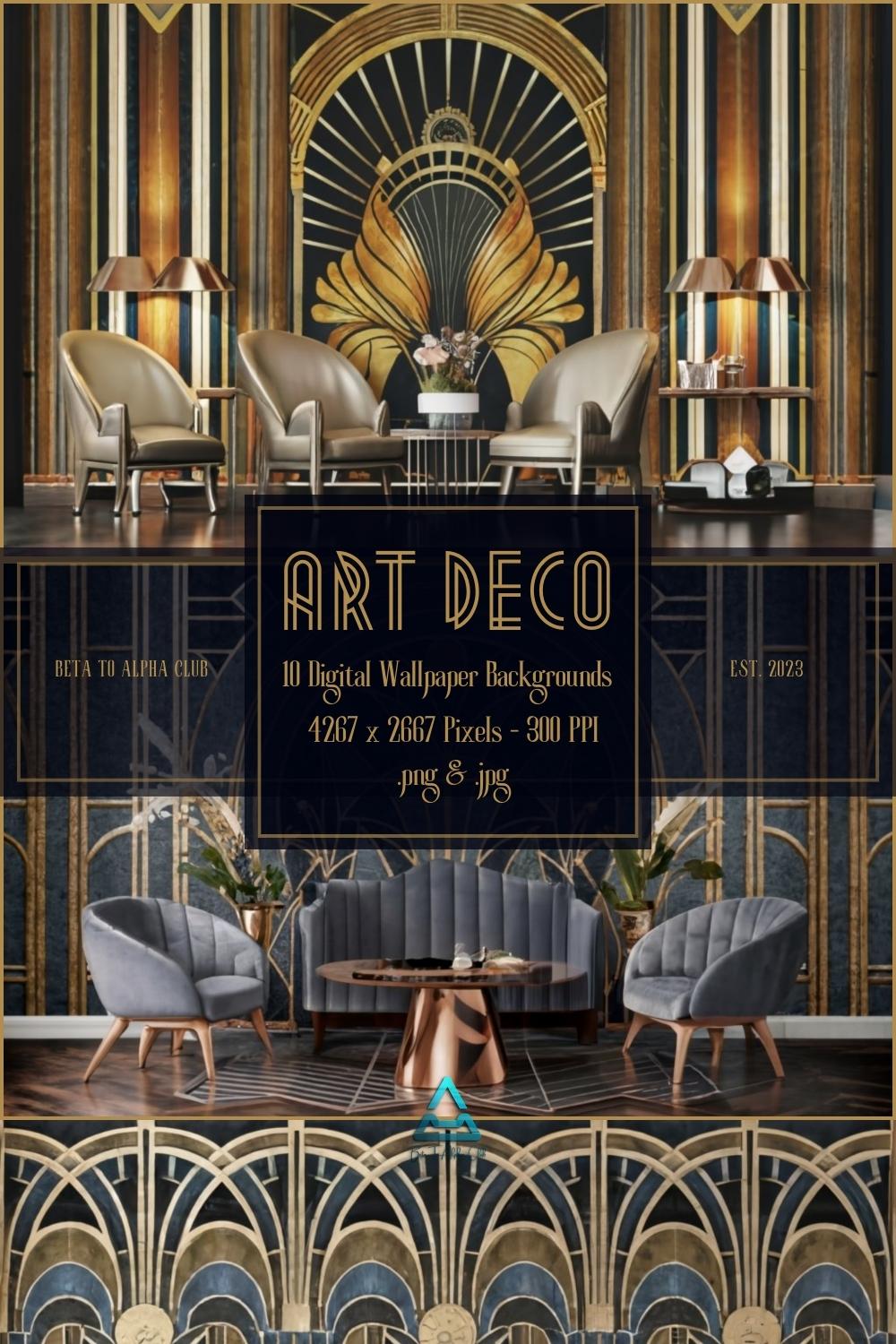 Art Deco Digital Backgrounds Wallpapers x 10 | Set 1 | pinterest preview image.