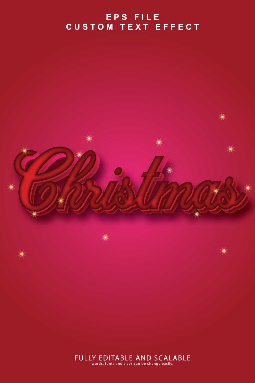 Christmas 3d editable premium text effect pinterest preview image.