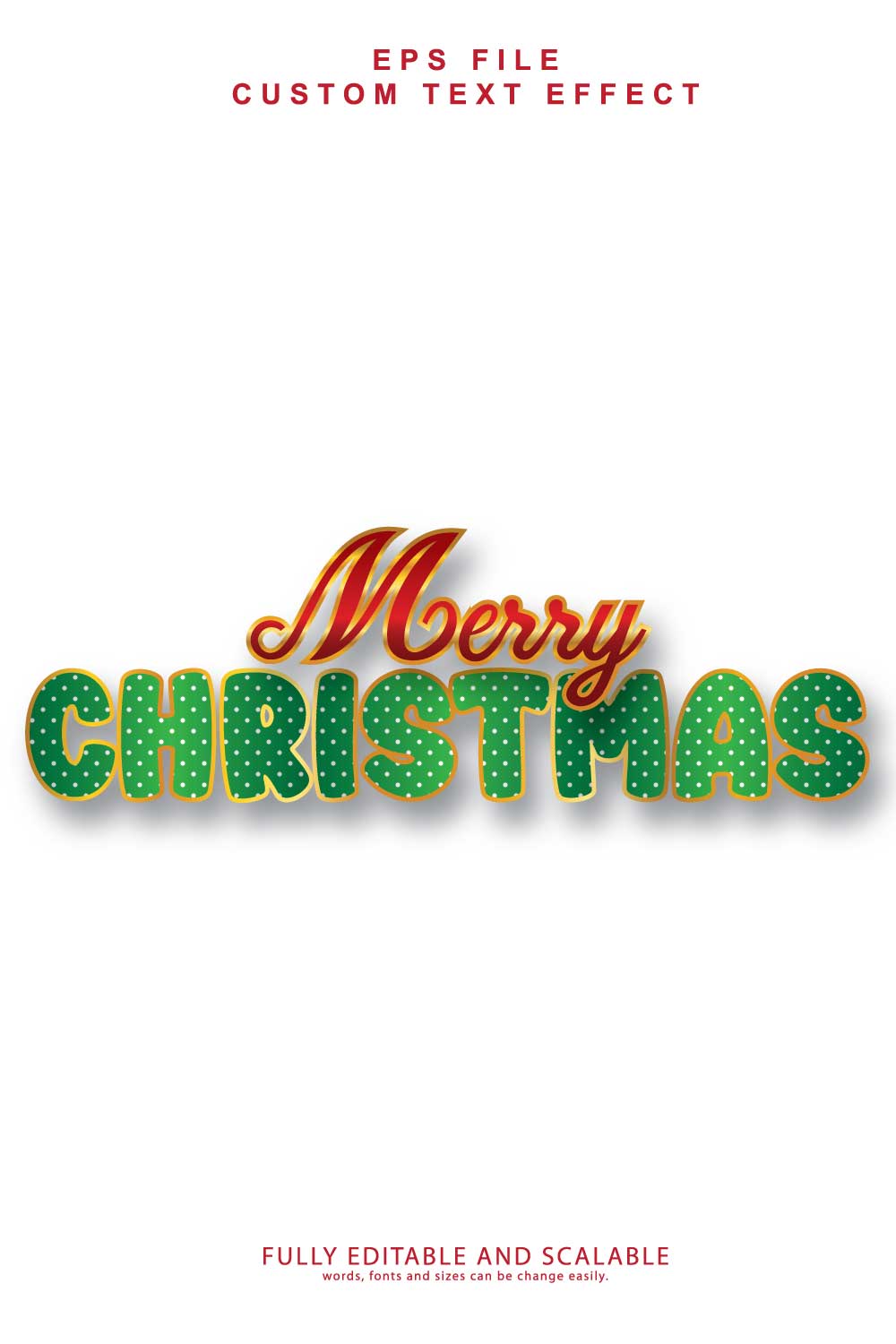 Christmas 3d editable premium text effect pinterest preview image.