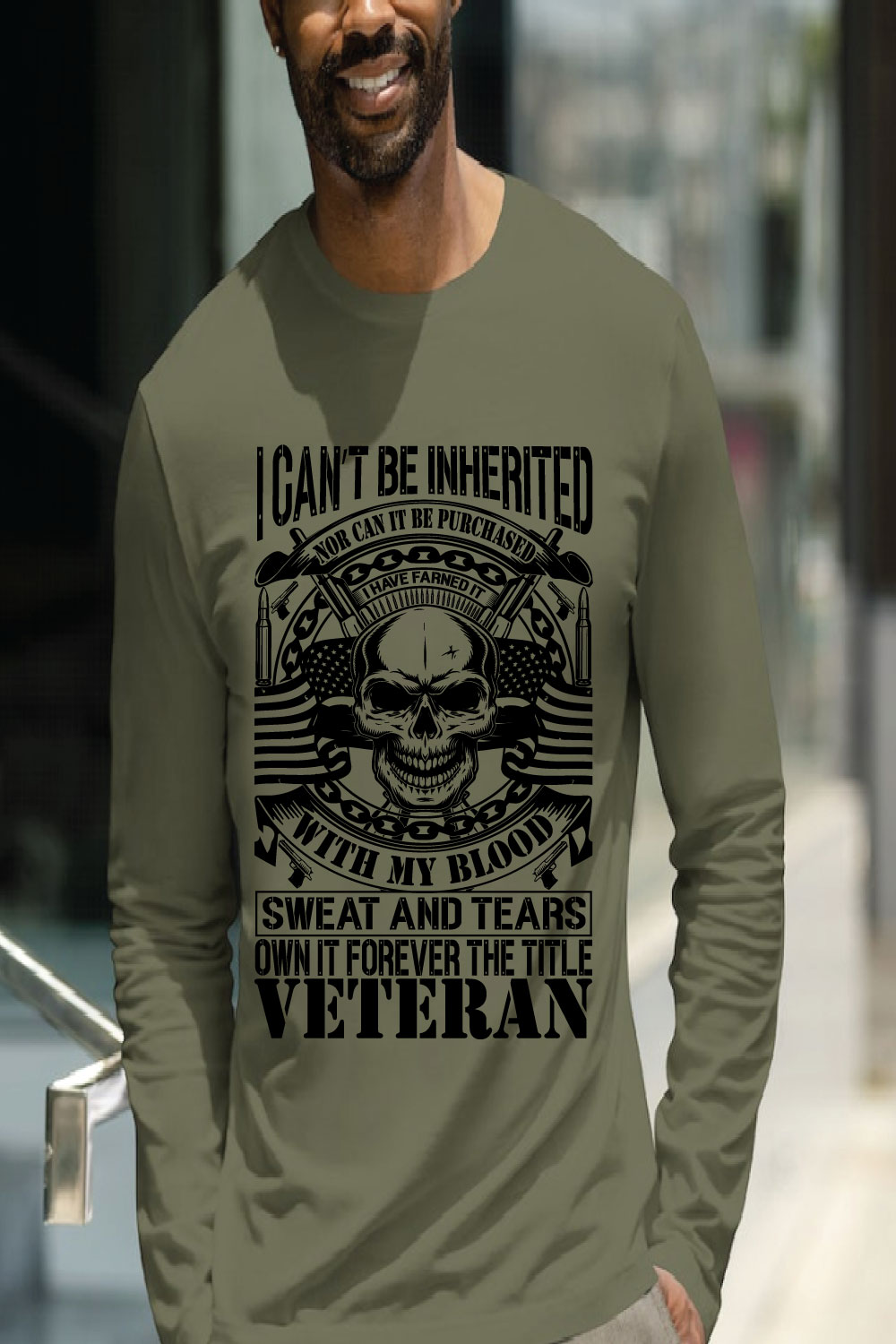 Motivational Veteran T-Shirt Design'' pinterest preview image.