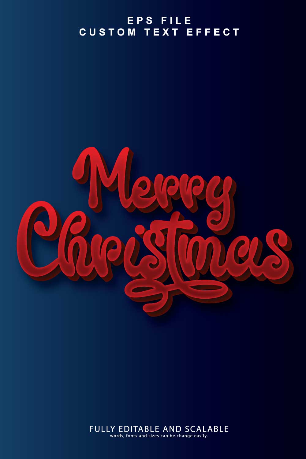 Christmas 3d editable premium text effect pinterest preview image.