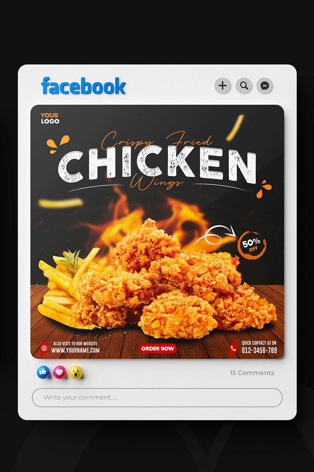 4 Creative Social Media Fast Food Restaurant Post Bundle pinterest preview image.