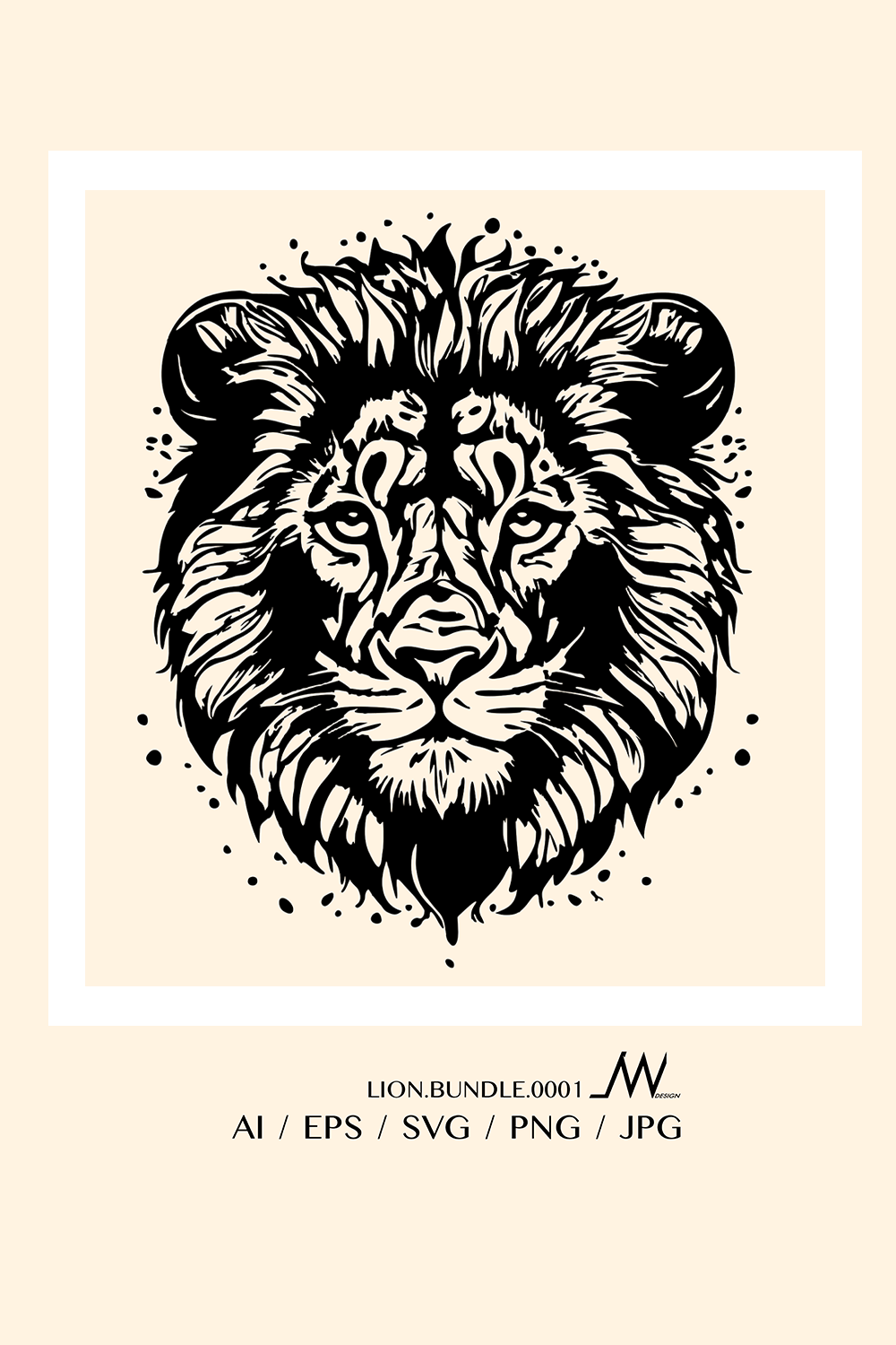 Mighty lion illustration icon, lion face in SVG vector pinterest preview image.