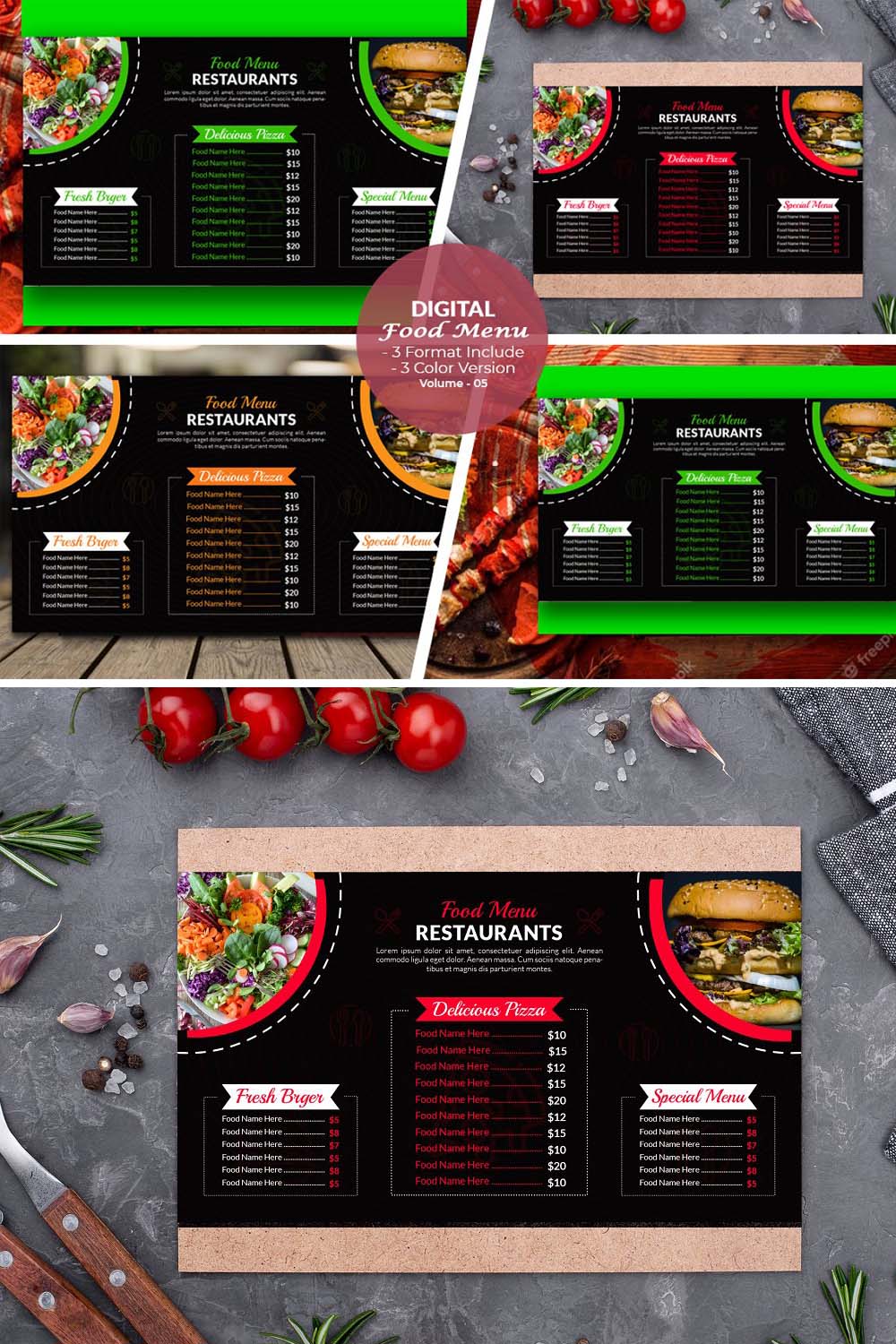 Digital Food Menu Restaurants V-05 pinterest preview image.