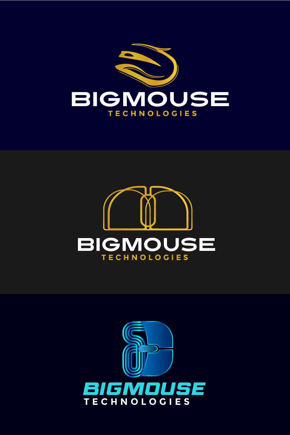 3 Unique Concepts of BigMouse Technologies Logo Design pinterest preview image.