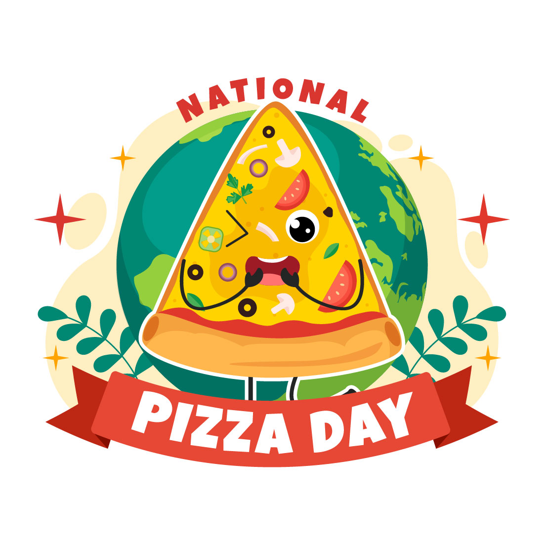 14 National Pizza Day Vector Illustration preview image.