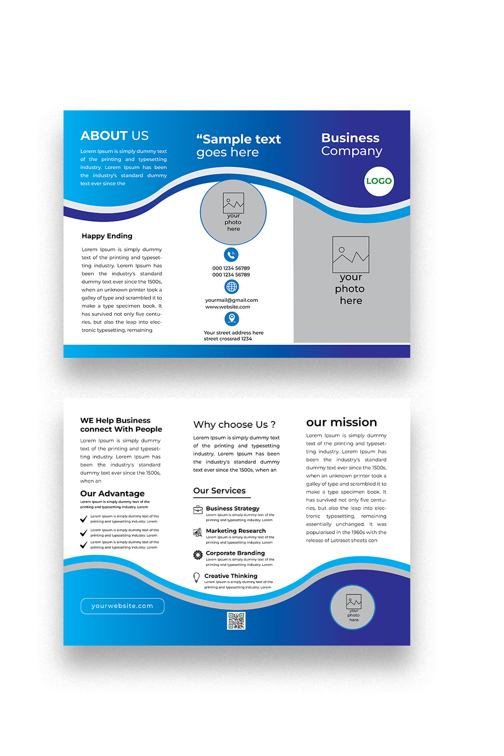 tri fold brochure Design Template pinterest preview image.