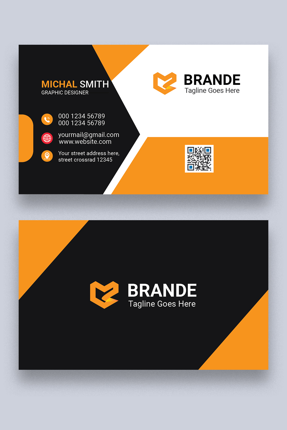 Business card Design Template pinterest preview image.