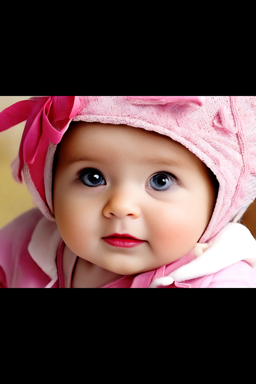 Portrait Of Adorable Baby Girl Wearing Pink Dress v4 pinterest preview image.