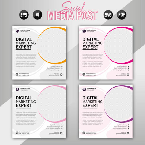 digital marketing agency and corporate social media post template cover image.